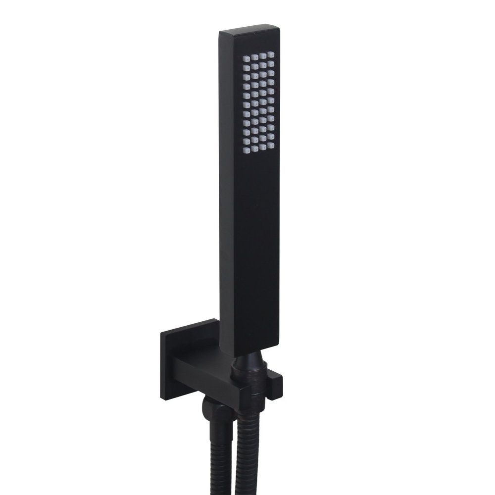 Ownace Square Solid Brass Oil Rubbed Black Hand Held Shower Head With Wall Connector and Hose Set