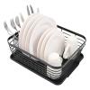 TQVAI Kitchen Dish Drainer Rack with Drying Board and Full-Mesh Silverware Utensils Holder, Black view 1