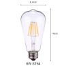 Low Voltage E27 LED Bulb 12V 24V 36V ST64 6W Filament Edison LED 2700K Yellow Warm White AC/DC12-36V for RV Camper Marine,Solar Power Light and Off Grid 6-Pack view 2