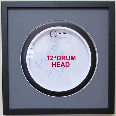 12" Drum Head Display Frame Set Black Frame with Matting Easy Mount (Grey Matting)