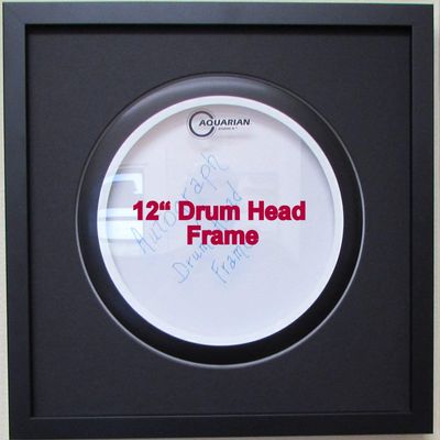 12" Drum Head Display Frame Set Black Frame Easy Mount (Black Matting)