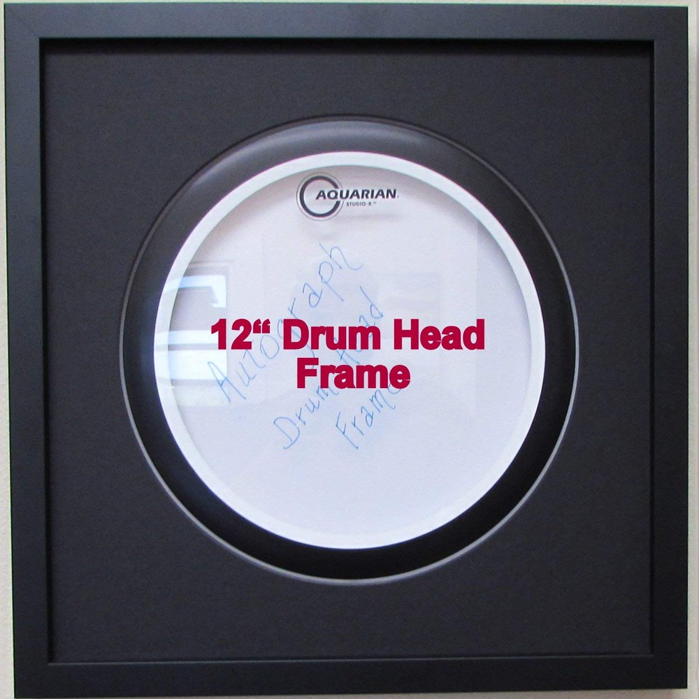 12" Drum Head Display Frame Set Black Frame Easy Mount (Black Matting)