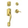 SCHLAGE Camelot Single Cylinder Handleset and Left Hand Accent Lever, Satin Brass (F60 CAM 608 Acc LH) view 1