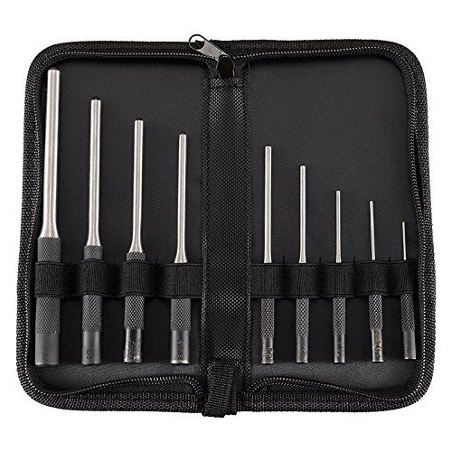 Best Gunsmith Grip Roll Pin Punch Tool Set in Zippered Organizer Carry Case (9 Pieces) BOOSTEADY