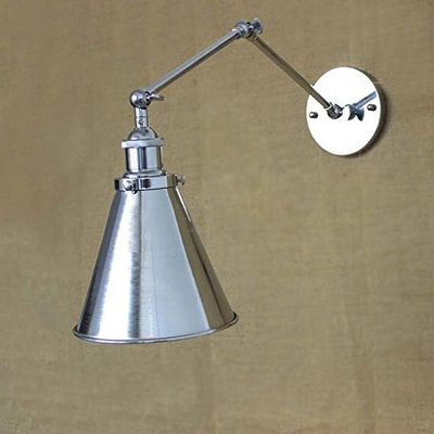 Industrial Adjustable Chrome Wall Sconce - LITFAD 7.28" Wide Edison Vintage Metal Wall Light Wall Lamp Mounted Lighting Fixture