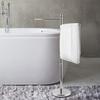 MyGift 40-Inch Silver Metal Freestanding Towel Rack for Bathroom with 3 Swivel Arms view 3