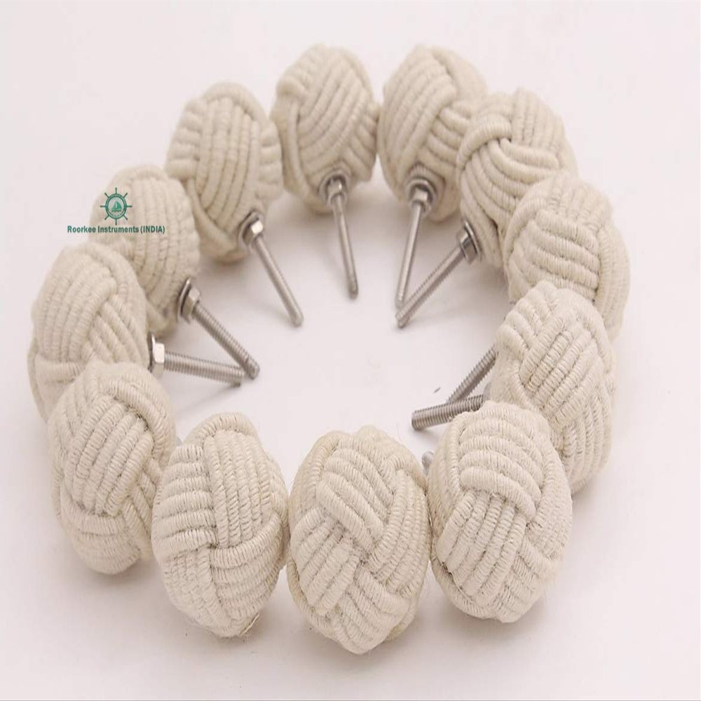 RII 12 Rope Doorknobs Nautical Twisted Decorative Cotton, Rustic Rope Knot Drawer Pull and Push, Furniture Handles/Knobs, Cabinets, Wardrobes, Cupboards, Drawer, 1.75 Off White