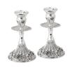 Silver Plated Candlesticks - 2 Pack Set - Pair of 5 Inch Ornate Candle Holders with Round Base and Floral Design view 1