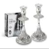 Silver Plated Candlesticks - 2 Pack Set - Pair of 5 Inch Ornate Candle Holders with Round Base and Floral Design view 2