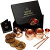 Moscow Mule Copper Mugs Set - 4 Authentic Handcrafted Copper Mugs (16 oz.) with 2 oz. Shot Glass, 4 Straws, 4 Solid Wood Coasters and Recipe Book - Gift Box Included view 1