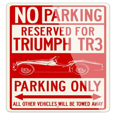 Triumph TR3 Convertible 1955-1962 Reserved Parking Only Aluminum Sign - 12 by 18 inches (1, Large) - Great British Classic Car Gift