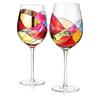 Artisanal Hand-Painted Renaissance Stained Glass Wine Glasses  2-Piece Set  Mothers Day Idea for Her or Him  Birthday, Housewarming  Large 29oz Stemmed Goblets, Glassware Gifts for Women view 2