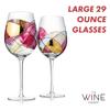 Artisanal Hand-Painted Renaissance Stained Glass Wine Glasses  2-Piece Set  Mothers Day Idea for Her or Him  Birthday, Housewarming  Large 29oz Stemmed Goblets, Glassware Gifts for Women view 3
