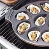 Outset 76225 Cast Iron Oyster Grill Pan, 12 Cavities, Black view 2