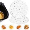 Air Fryer Liners Disposable Parchment Paper, Numola 100 Pcs Airfryer Sheets, 9 Inch White Non-stick Steamer Liner for Oven, Microwave, Bamboos Steaming Basket view 1