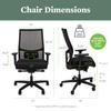 HON Ignition 2.0 Mid Back Task Chair, Advanced Synchro-Tilt Control, Office Chair with Lumbar Support, Height and Width Adjustable Arms, Black Frame, Black view 2