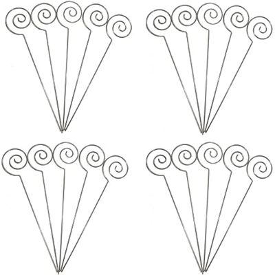 HOHIYA 50 Pack Floral Card Holder Pick Sticks 5 Inch Stainless Wire Photo Clip for Wedding Place Cards Table Number Memo Notes Cake & Centerpiece Decoration