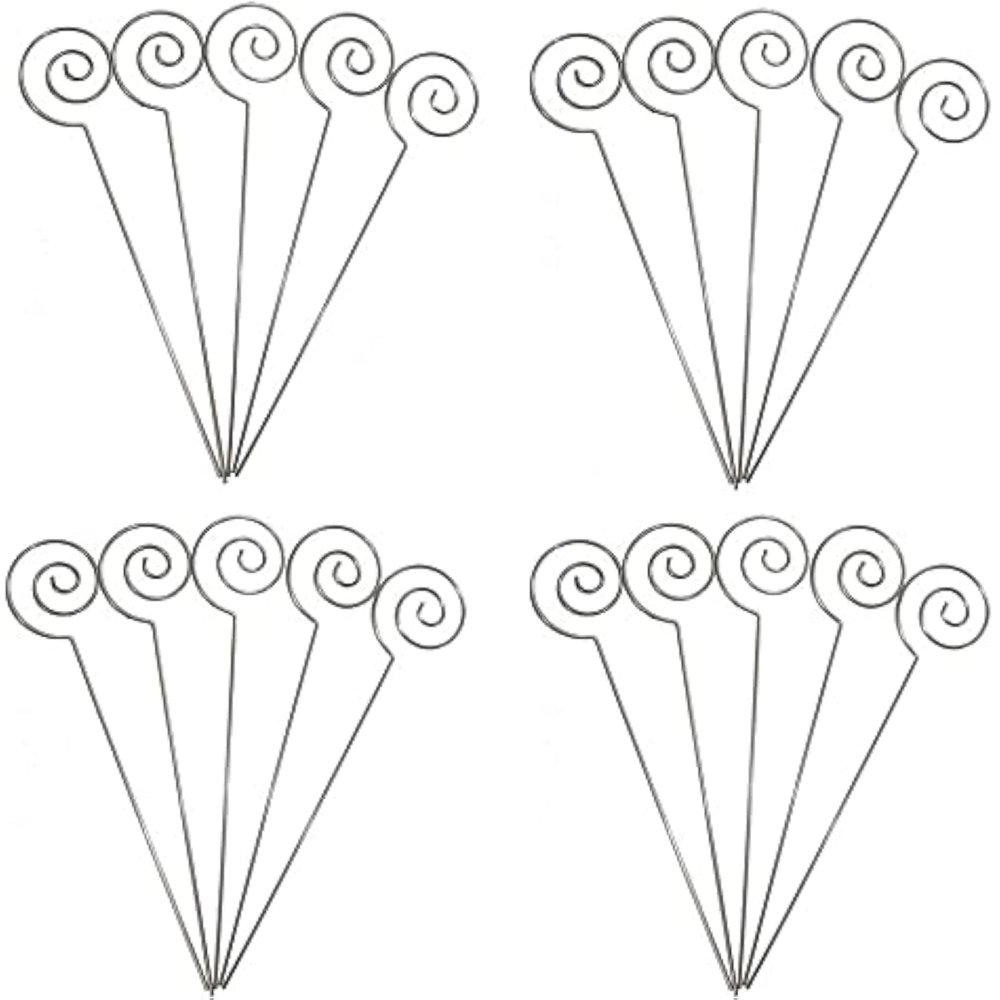 HOHIYA 50 Pack Floral Card Holder Pick Sticks 5 Inch Stainless Wire Photo Clip for Wedding Place Cards Table Number Memo Notes Cake & Centerpiece Decoration