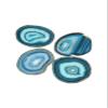 AMOYSTONE Teal Agate Coasters Set of 4, 3.5-4 Inch Large Stone Coasters, Heat Resistant & Non-Porous, Luxury Drink Accessories for Entertaining, Dinner Party Decor view 1