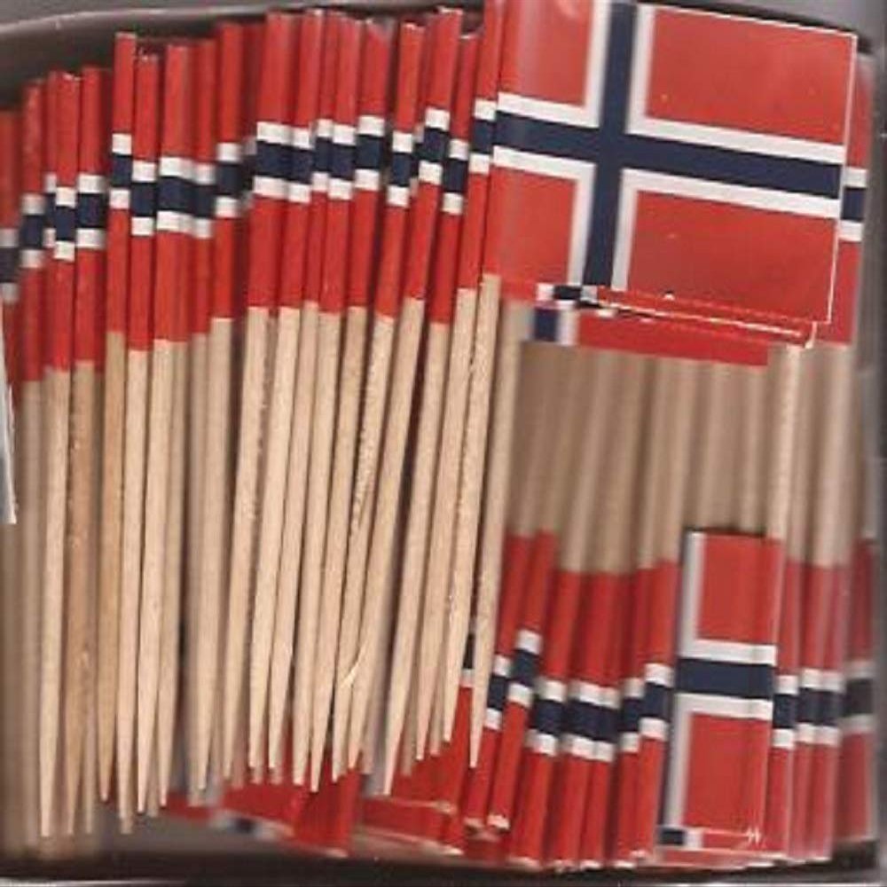 25 Box Wholesale Lot of Norway Toothpick Flags, 2500 Small Mini Norwegian Flag Cupcake Toothpicks or Cocktail Picks