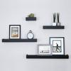 Ballucci Modern Ledge Wall Shelves, Set of 4 Wood Floating Shelves for Bedroom, Bathroom, Living Room, Kitchen, Nursery, Black view 1