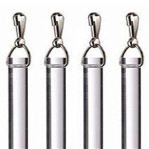 36" Heavy Duty Clear Acrylic Drapery Baton Curtain Wands 1/2" Thick with Stainless Steel Snap Hooks (4-Pack)