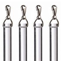 36" Heavy Duty Clear Acrylic Drapery Baton Curtain Wands 1/2" Thick with Stainless Steel Snap Hooks (4-Pack)
