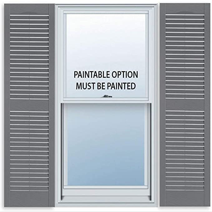 Exterior Solutions Standard Louver Exterior Vinyl Shutter, Paintable (Pair), 15 Inch x 59 Inch