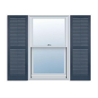 Exterior Solutions Standard Louver Exterior Vinyl Shutter, Bedford Blue (Pair), 15 Inch x 43 Inch