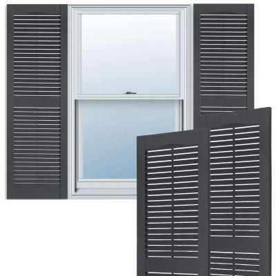 Exterior Solutions Vinyl Louver Shutters, Dark Gray, 15 x 47 in, Pair