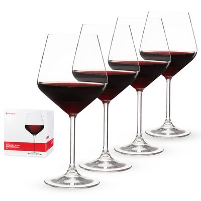 Spiegelau Style Burgundy Wine Glasses, Crystal Clear Red Wine Glasses for Pinot Noir, Elegant Glassware, Wedding Gifts, Birthday Gifts for Women and Men, Home Bar Accessories, 22.6 oz, Set of 4