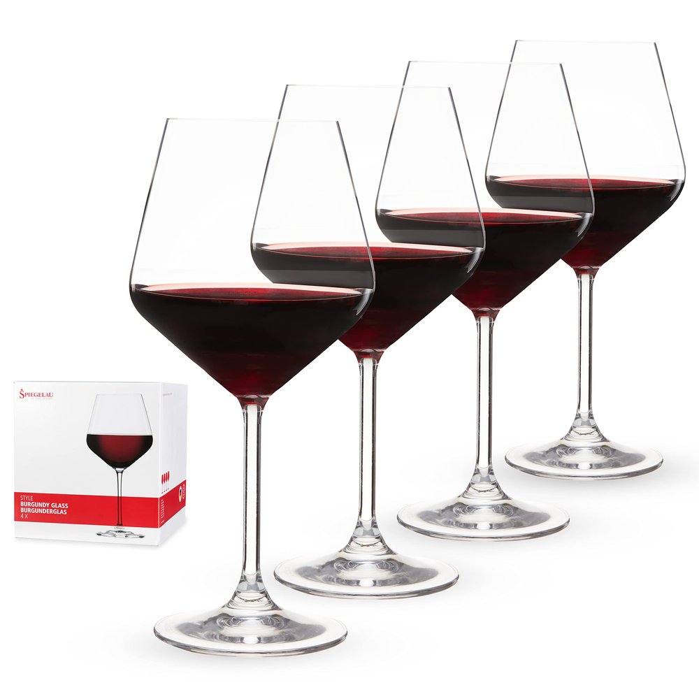 Spiegelau Style Burgundy Wine Glasses, Crystal Clear Red Wine Glasses for Pinot Noir, Elegant Glassware, Wedding Gifts, Birthday Gifts for Women and Men, Home Bar Accessories, 22.6 oz, Set of 4