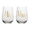 Slant Mr & Mrs Stemless Wine Glasses- Set of 2 view 1