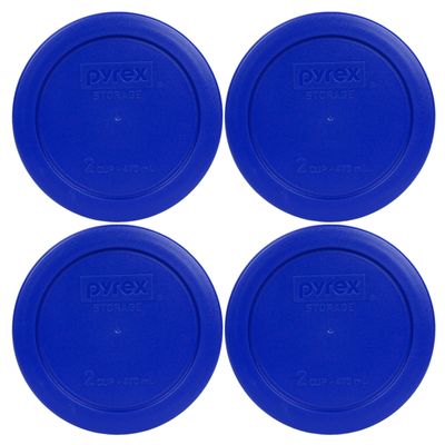 Pyrex 7200-PC 2-Cup Cadet Blue Food Storage Replacement Lid (4-Pack) - Made in USA