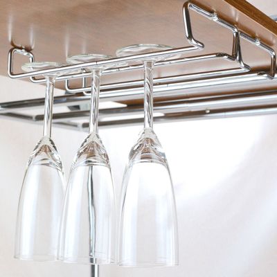 Deco Brothers 2PK Single Rail Wine Glass Stemware Rack Holder, Chrome