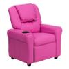 My Friendly Office MFO Contemporary Hot Pink Vinyl Kids Recliner with Cup Holder and Headrest view 1