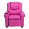 My Friendly Office MFO Contemporary Hot Pink Vinyl Kids Recliner with Cup Holder and Headrest view 4