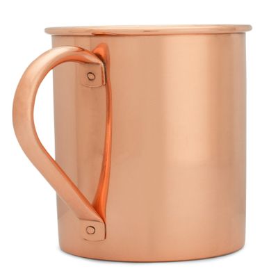 Copper Mules PURE Copper Mug RAW Copper Interior Ideal for Ayurvedic Health Benefits and Moscow Mules - Straight Smooth Finish - Authentic and Strong Riveited Handle - Holds 16oz