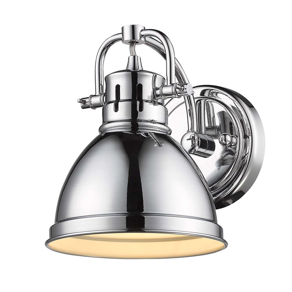 Golden Lighting 3602-BA1 CH Duncan Bath Vanity, 8.25"L x 6.5"W x 8.5"H, Chrome with a Chrome Shade- Bathroom Light Fixtures, Bathroom Vanity Light, Vanity Lights for bathroom