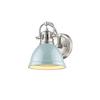 Golden Lighting 3602-BA1 PW-SF Duncan Bath Vanity, 8.25"L x 6.5"W x 8.5"H, Pewter with a Seafoam Shade view 2