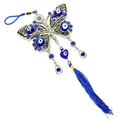 Turkish Blue Evil Eye (Nazar) 5" Butterfly Amulet Wall Hanging Home Decor Protection Blessing Housewarming Birthday Gift