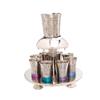 Yair Emanuel Kiddush Fountain set Hammered 8 Cups for Sharing 1 Main Cup Colorful Anodized Aluminum Rings Judaica Gift view 1