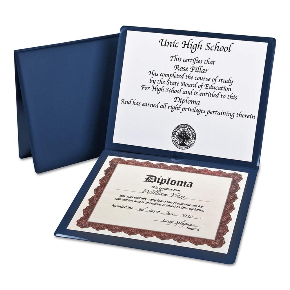 Oxford 44212 Diploma Cover, 12 1/2 x 10 1/2, Navy