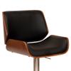 Armen Living London Modern Adjustable Height Swivel Black Faux Leather and Walnut Wood Bar Stool with Chrome Base for Kitchen Island Counter view 3