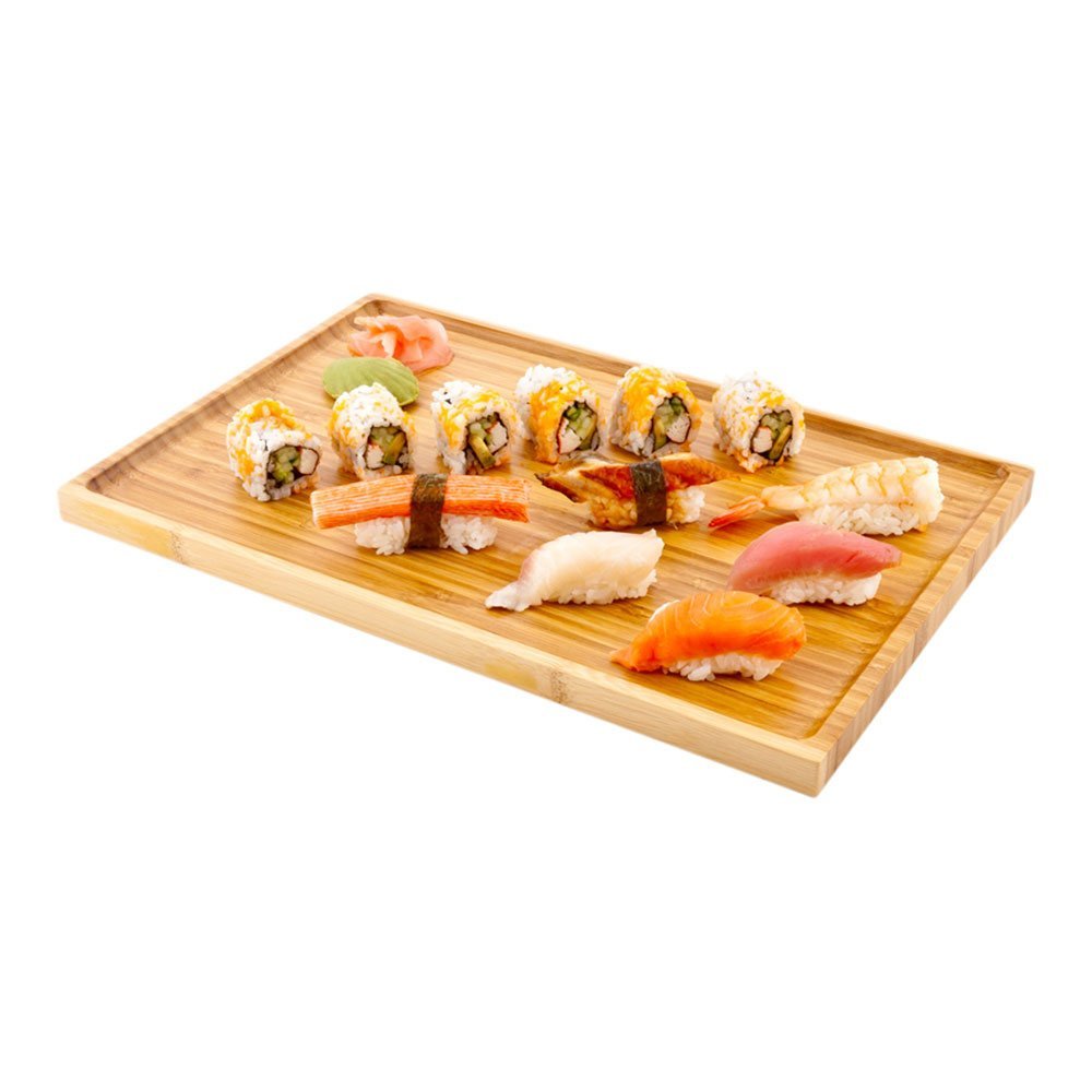 Restaurantware 14 Inch x 9.5 Inch Wood Coffee Table Tray 1 Solid Wood Ottoman Tray - Rectangle Serve Breakfast Pastries Or Snacks Bamboo Serving Tray For Bakeries And Home Decor