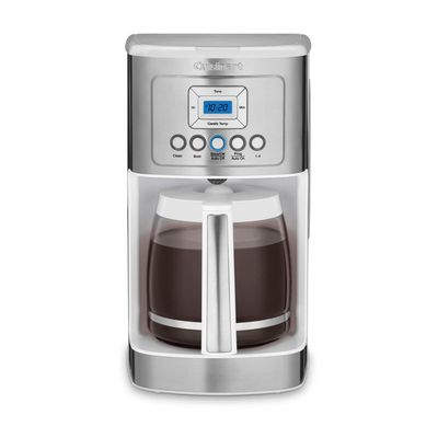 Cuisinart 14-Cup Coffee Maker, Programmable PerfecTemp Glass Carafe Coffee Machine with 1-4 Cup Setting, Brew Strength Control and Brew Pause, Stainless Steel, DCC-3200WNAS, White