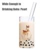 ALINK Glass Boba Straws, 14 mm x 9 inch Reusable Jumbo Clear Bubble Tea Straws for Smoothie, Tapioca Poping Pearls, Shakes, Pack 2 with Cleaning Brush and Case view 3