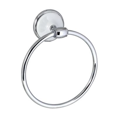 MODONA Circle Towel Ring - White Porcelain & Chrome - Arora Series - 5 Year Warrantee