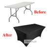 Tektrum 6 ft Long Rectangular Stretch Tablecloth, Spandex Jacket Cover, Tight Fit Linen-Fitted Table Cover For Trade Show, DJ, Wedding, Party, Banquet, Event, Kiosk, Vendor - Premium Fabric (Black) view 2