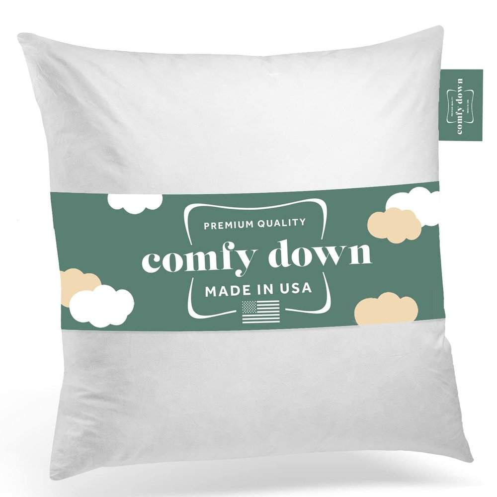 ComfyDown 24X24 Decorative Throw Pillow Insert, Down and Feathers Fill, 100% Cotton Cover 233 Thread Count, Square Pillow Insert - Made in USA